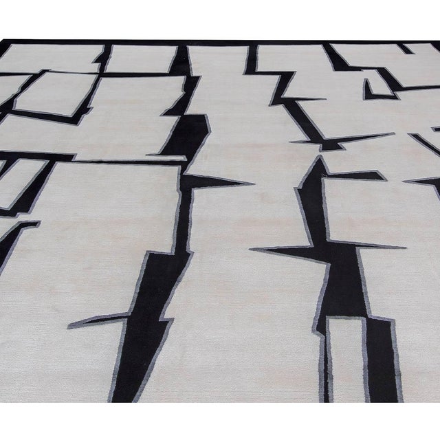 Contemporary Cubist Inspired Handmade Silk and Wool Rug by Doris Leslie Blau For Sale - Image 4 of 7