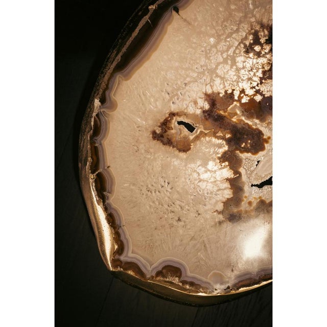 Ernest Coffee Table in Agate Gemstone & Cast Brass by Alex Turco For Sale - Image 4 of 10