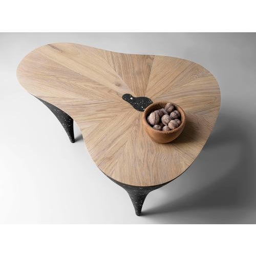 Wood Contemporary Curved Oak & Black Concrete Coffee Table by Donatas Žukauskas For Sale - Image 7 of 13