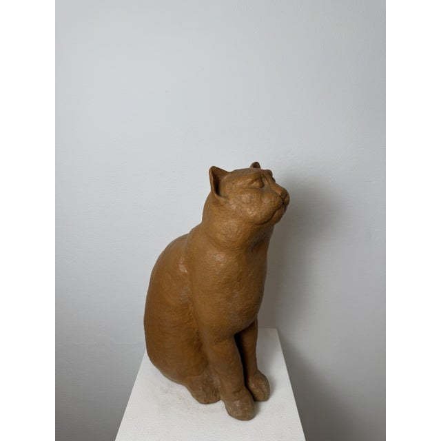 Ceramic Montelupo Fiorentino Tuscan Artist, Sculpture of a Seated Cat, 19th Century, Terracotta For Sale - Image 7 of 18