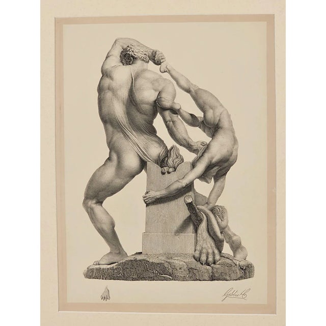 A Grand Tour engraving, circa 1890, by Gebbie & Husson, of the statue by Antonio Canova of Hercules and Lichas.