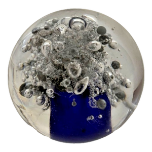VTG F&c Crystal Art Glass Paperweight Controlled Bubble; Signed; Made in Poland