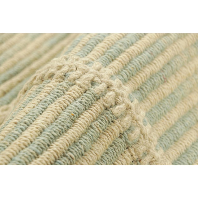 Rug & Kilim’s Contemporary Kilim in Blue and Beige Textural Stripes For Sale In New York - Image 6 of 7