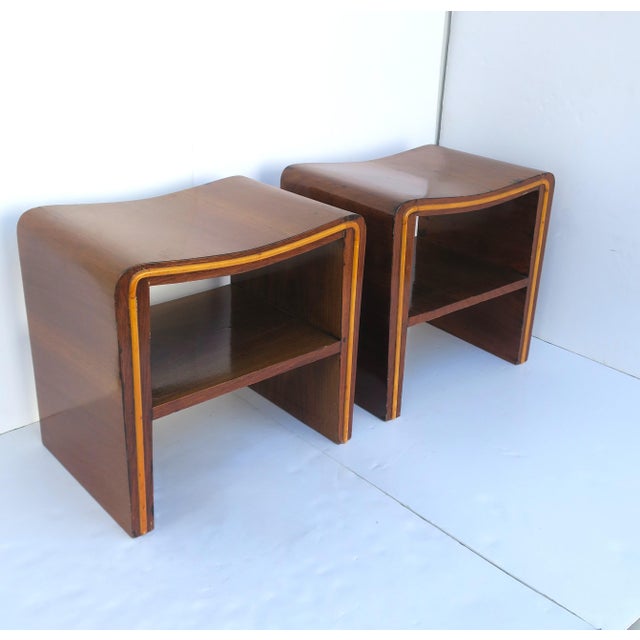Wood Art Deco Wood Benches, Pair For Sale - Image 7 of 18
