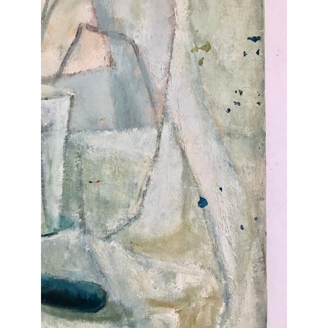 Blue Mid 20th Century Ceil Abrams Still Life in Blue Oil Painting For Sale - Image 8 of 11