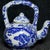 Vintage Chinese Blue and White Porcelain Teapot With Overhead Handle and Mountain Landscape For Sale In Los Angeles - Image 6 of 9