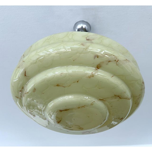 1930s Art Deco Pendant Light in Ivory Glass, 1930s For Sale - Image 5 of 18