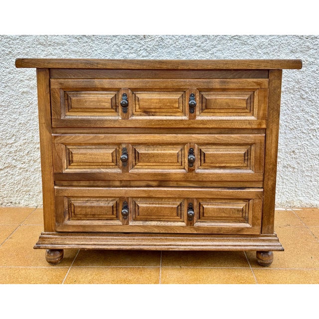 Spanish Castilian Solid Wood Chest of Drawers, Mid 20th Century For Sale - Image 4 of 11