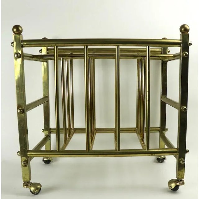 Metal Brass Canterbury Magazine Rack For Sale - Image 7 of 9
