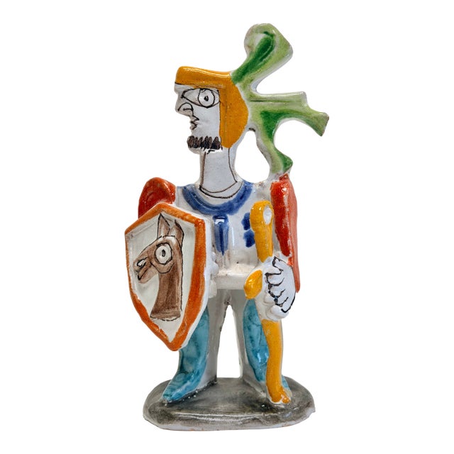 Vintage De Simone Pottery 'Picasso-Inspired' Knight Pottery Piece For Sale