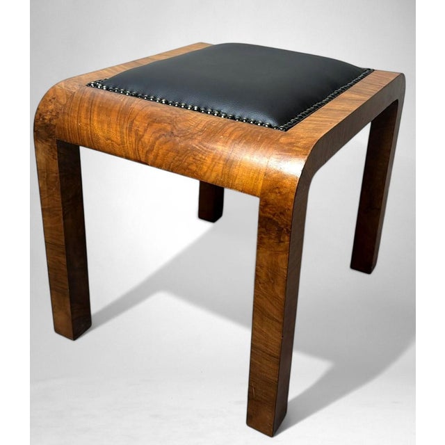 Wood Mid 20th Century Art Deco Austrian Walnut Burl Stool For Sale - Image 7 of 18