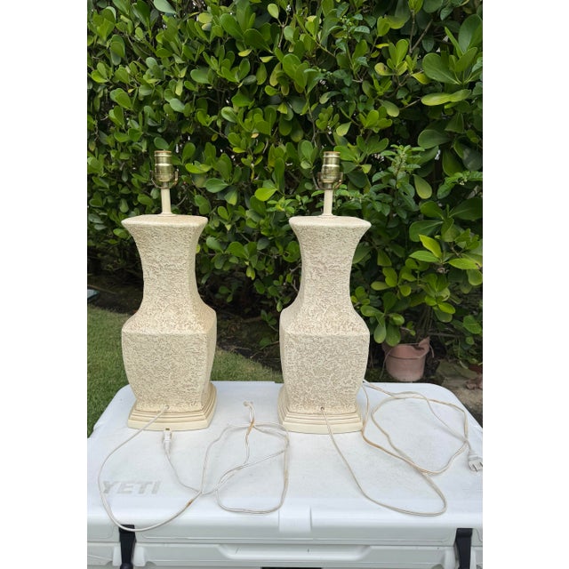 Vintage 1992 Rod International Faux Plaster Table Lamps, Pair For Sale In Naples, FL - Image 6 of 10