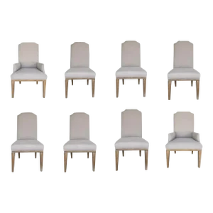 Organic Modern Faux Linen Dining Chairs Set of Eight