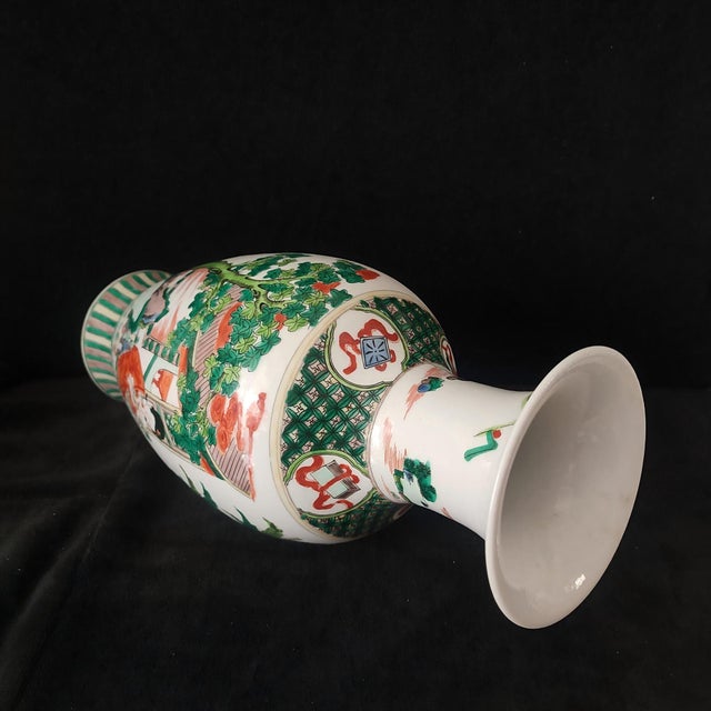 Chinese Ceramic Vase,Kangxi Marked Famille Verte Porcelain Vase Hand Painted Playing Children Pattern For Sale - Image 11 of 12