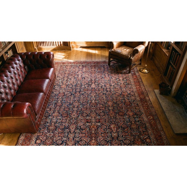 Spectacular Navy Blue and Red Color With Florid and Symmetric Design Antique N W Persian Rug For Sale In New York - Image 6 of 8
