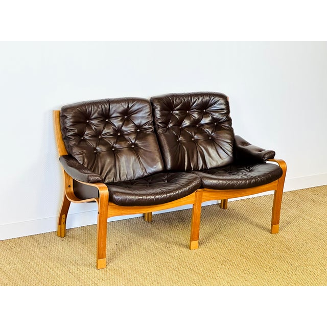 Vintage Scandinavian Teak and Leather Bench, 1960 For Sale - Image 17 of 17