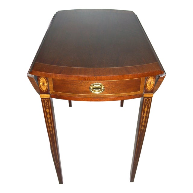 1950s Council Craftsman Inlaid Mahogany George III Federal, Hepplewhite,Pembroke Table For Sale