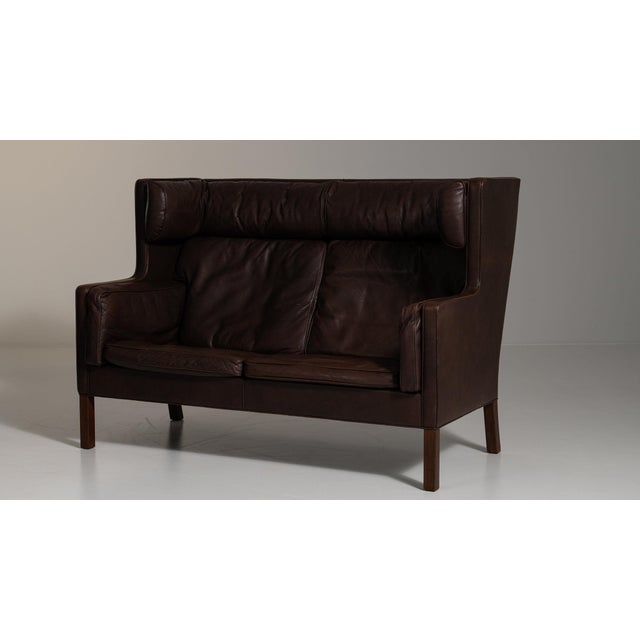 Wood 1970-1979 Denmark Deep Espresso Brown Two-Seat Leather Sofa For Sale - Image 7 of 11