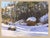 This gouache painting captures a serene winter landscape, highlighting the contrast between soft snow and the rugged...