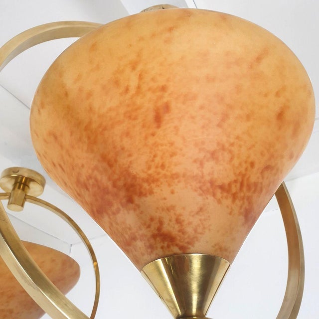 Amber 1960s Pair of Amber, Mid Century Modern Glass Chandeliers For Sale - Image 8 of 11