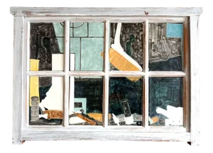 Jackie Lynd, Still Life at the Window, 1970s, Paint on Ceramic, Framed