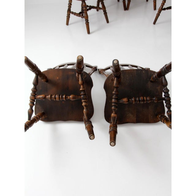 Vintage Colonial Spindle Back Wood Dining Chairs Set of 6 For Sale - Image 16 of 16