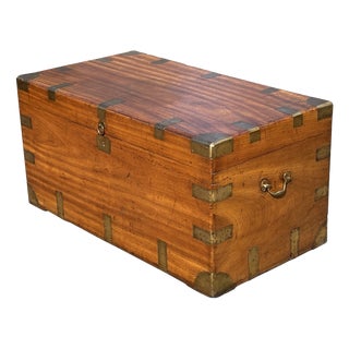 Large Camphor Wood Campaign Trunk, 1880 For Sale