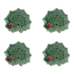 Bordallo Pinheiro Countryside Leaves Ragwort Leaf Hit Ladybug, Set of 4
