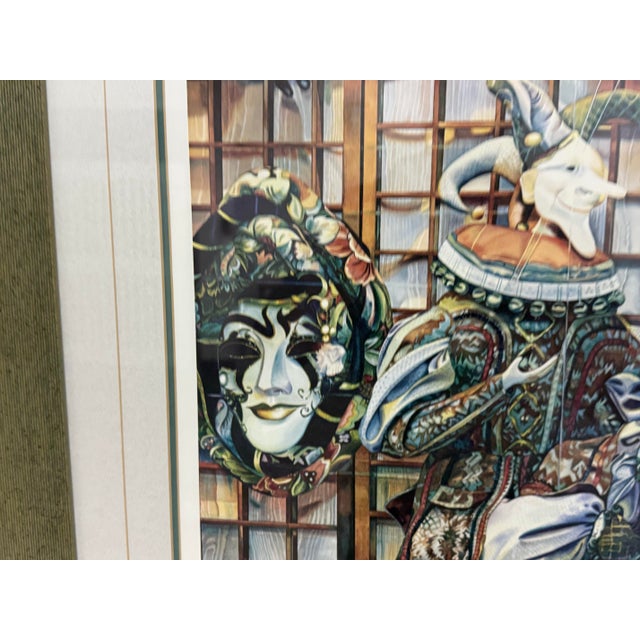 1990s Circa 1992 Karen Salee Venetian Masks Lithograph Edition 2/850 For Sale - Image 5 of 12