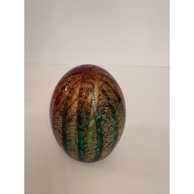 1950s 1950s Murano "Barovier & Toso" Hand Blown Glass Adventurine Gold Flex Paperweight For Sale - Image 5 of 5
