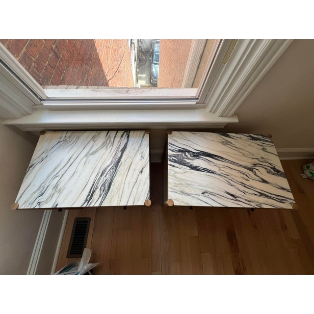 Nightstands - Lulu & Georgia Pair of Philana White Oak and Marble Nightstands For Sale In Washington DC - Image 6 of 6