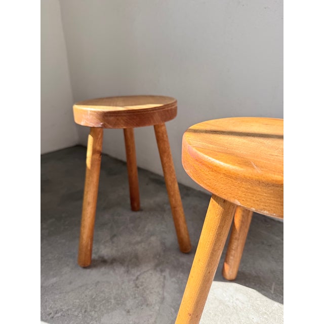 Tripod Stools in Gilded Oak, 1950s, Set of 4 For Sale - Image 16 of 18