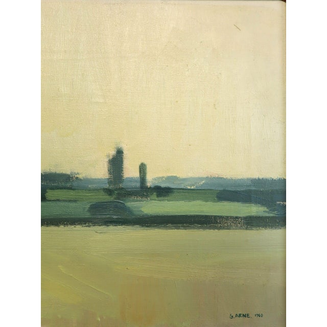 1960 Mid-Century Modern 'The Distant Green' Vintage Original Swedish Abstract Landscape Oil Painting, Framed For Sale - Image 10 of 13