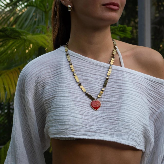 Early 21st Century Murano Glass Red Heart Pendant Heart & Star Beaded Necklace For Sale - Image 5 of 10