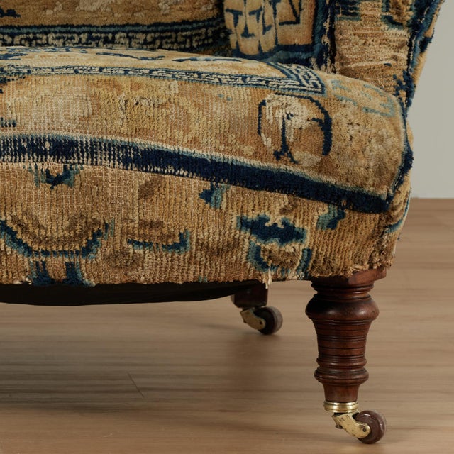 Antique English Victorian Armchair Upholstered in a Chinese Rug For Sale - Image 11 of 14
