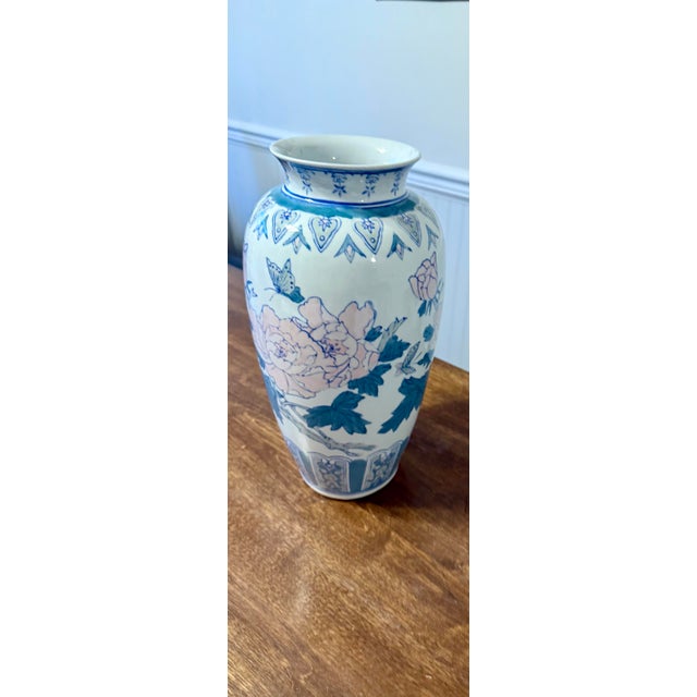 Off-white Oriental Chinoiserie Vase For Sale - Image 8 of 11