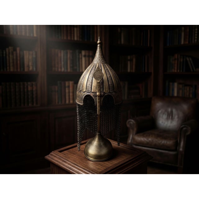 Metal Fluted Ottoman Chichak Helmet For Sale - Image 7 of 14