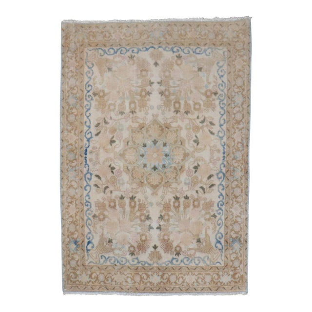 Late 20th Century Fine Neutral Persian Kashan Mat For Sale