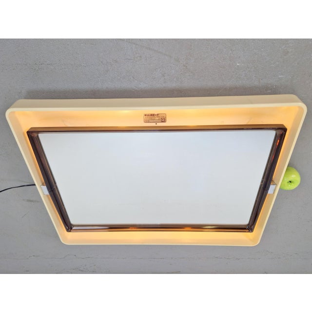 Vintage allibert backlit mirror ’70 france this large rectangular 1970s backlit tilting mirror is made of white moulded...