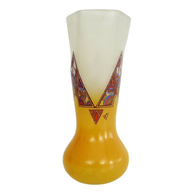 Art Nouveau Vase with Geometric Patterns by François Théodore Legras, 1920s For Sale