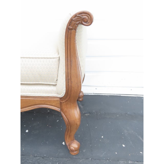 Ethan Allen French Carved Long Upholstered Bench Stool 6440 For Sale - Image 10 of 14