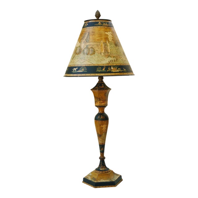 Late 20th Century Folk Art Painted Metal Lamp For Sale