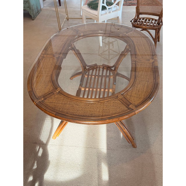 Vintage Bamboo and Rattan Dining Set-6 Chairs For Sale - Image 4 of 12