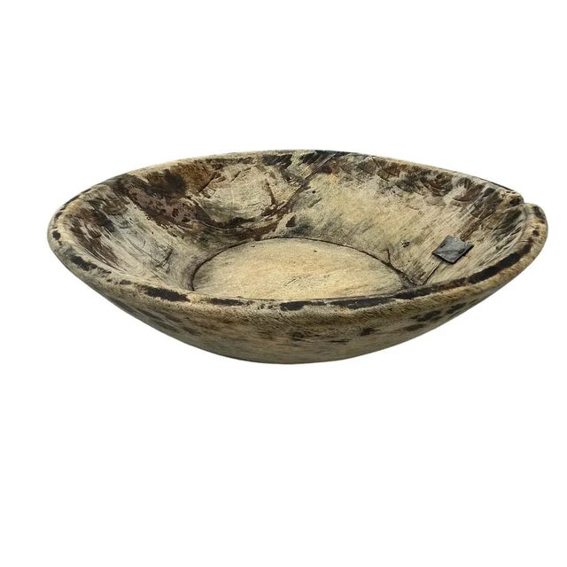 This vintage wood Parat bowl from India was once used to knead bread dough. It is a beautiful rustic piece and can be used...