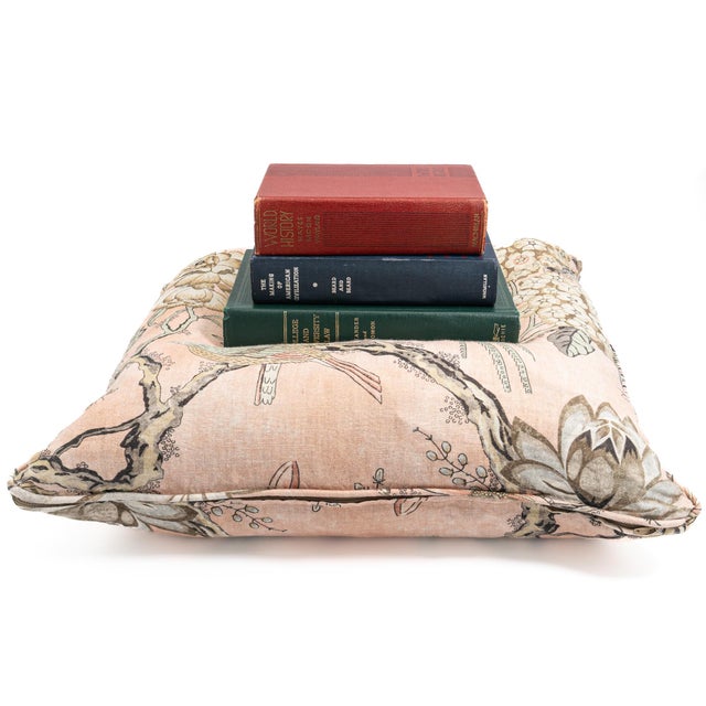 2020s Custom Anna French Villeneuve Chinoiserie Designer Pillow - Blush Linen With Hand-Etched Pheasants & Songbirds - Luxury Feather-Down (20"x20") For Sale - Image 5 of 14