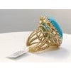 Vintage 75 Ct Natural Oval Sleeping Beauty Turquoise Ring, 18 Kt Yellow Gold, Size 8 For Sale - Image 16 of 18