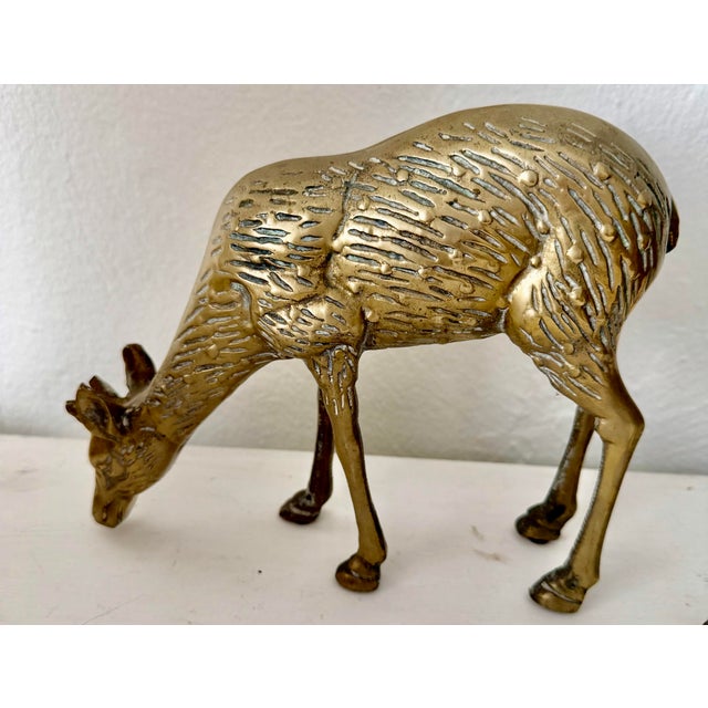 Boho Chic Solid Brass Deers, Pair For Sale - Image 3 of 7