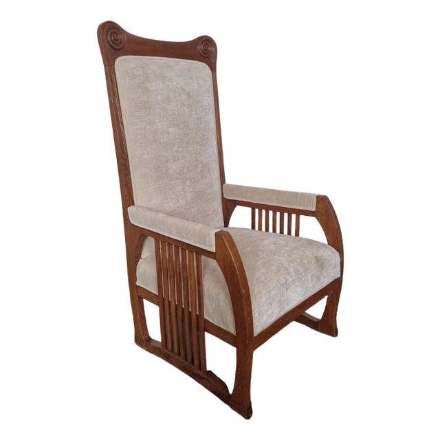Art Nouveau Oak Armchair attributed to Patriz Huber, Germany, 1900s For Sale