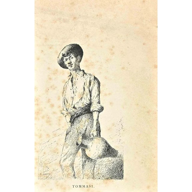 Enrico Tommasi, Peasant, Lithograph, Late 19th Century For Sale - Image 3 of 3