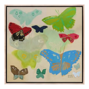 Butterflies I by Hope Olson in Natural Wood Frame, Large Art Print on Canvas